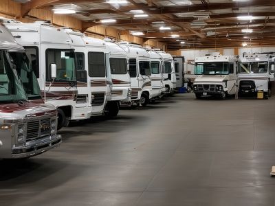 Family-owned RV repair shop building in Fort Benton, Montana with professional service bays